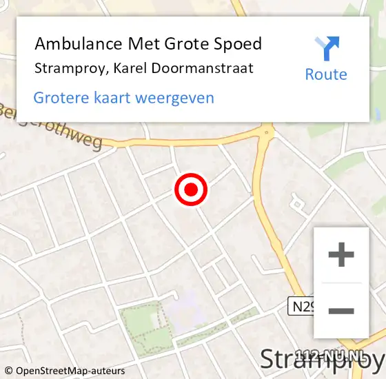 Locatie op kaart van de 112 melding: Ambulance Met Grote Spoed Naar Stramproy, Karel Doormanstraat op 25 maart 2024 09:24