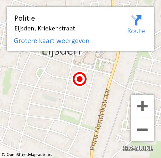 Locatie op kaart van de 112 melding: Politie Eijsden, Kriekenstraat op 25 maart 2024 09:30