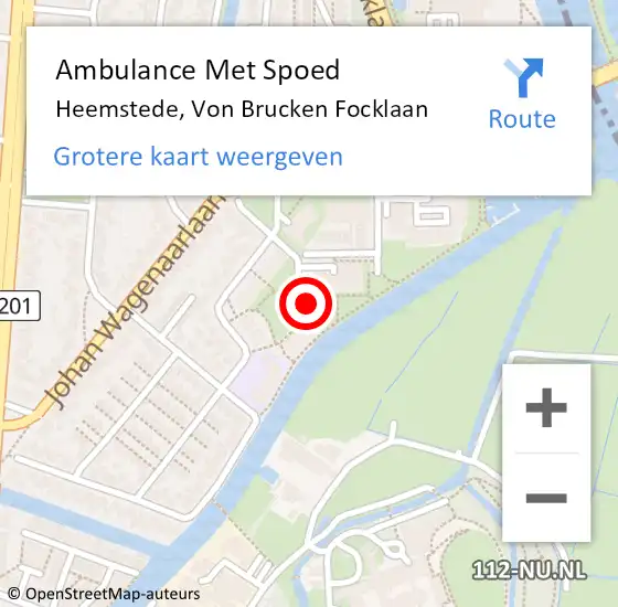 Locatie op kaart van de 112 melding: Ambulance Met Spoed Naar Heemstede, Von Brucken Focklaan op 25 maart 2024 10:01