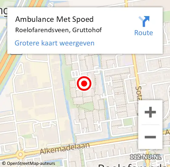 Locatie op kaart van de 112 melding: Ambulance Met Spoed Naar Roelofarendsveen, Gruttohof op 25 maart 2024 10:01