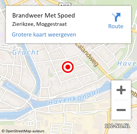Locatie op kaart van de 112 melding: Brandweer Met Spoed Naar Zierikzee, Moggestraat op 25 maart 2024 10:27