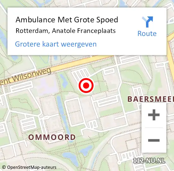 Locatie op kaart van de 112 melding: Ambulance Met Grote Spoed Naar Rotterdam, Anatole Franceplaats op 25 maart 2024 10:37