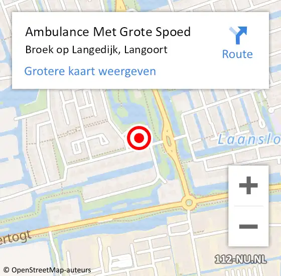 Locatie op kaart van de 112 melding: Ambulance Met Grote Spoed Naar Broek op Langedijk, Langoort op 25 maart 2024 10:39