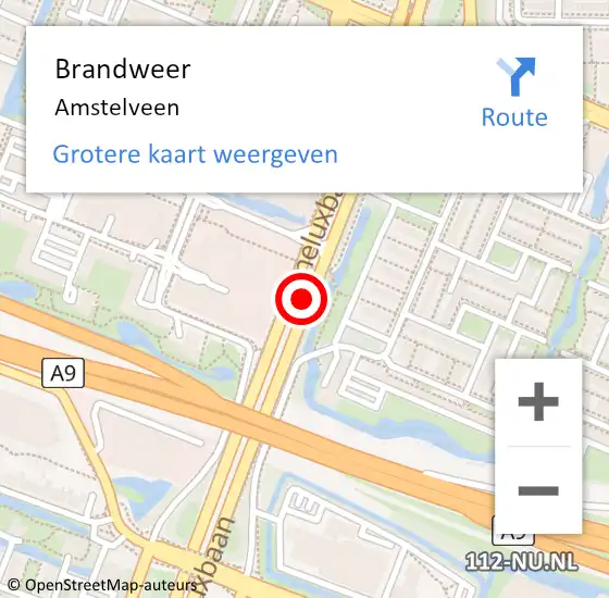 Locatie op kaart van de 112 melding: Brandweer Amstelveen op 25 maart 2024 10:59
