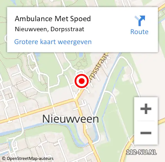 Locatie op kaart van de 112 melding: Ambulance Met Spoed Naar Nieuwveen, Dorpsstraat op 25 maart 2024 11:14