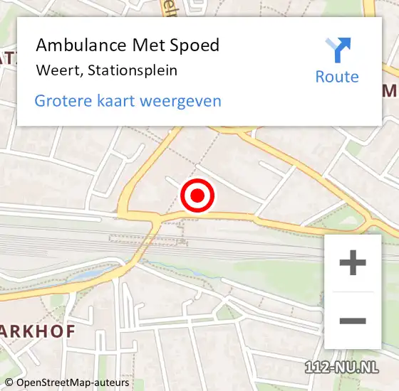 Locatie op kaart van de 112 melding: Ambulance Met Spoed Naar Weert, Stationsplein op 25 maart 2024 11:33