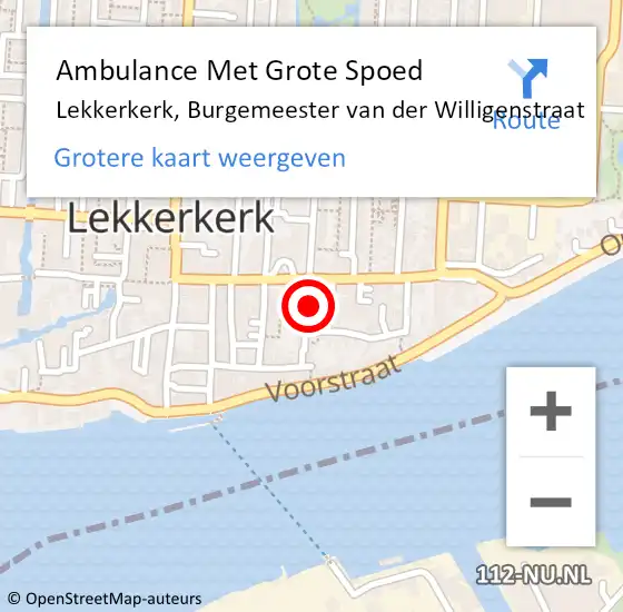 Locatie op kaart van de 112 melding: Ambulance Met Grote Spoed Naar Lekkerkerk, Burgemeester van der Willigenstraat op 25 maart 2024 11:39