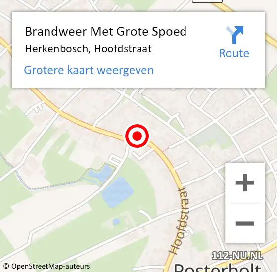 Locatie op kaart van de 112 melding: Brandweer Met Grote Spoed Naar Herkenbosch, Hoofdstraat op 25 maart 2024 11:47