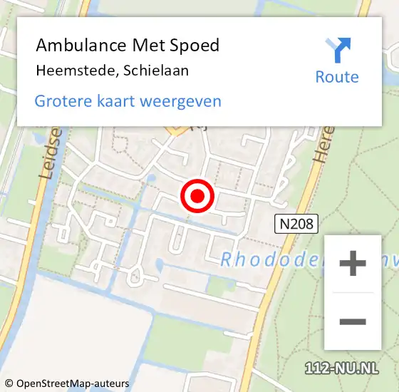 Locatie op kaart van de 112 melding: Ambulance Met Spoed Naar Heemstede, Schielaan op 25 maart 2024 11:48