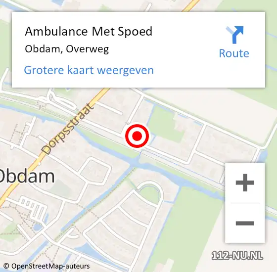 Locatie op kaart van de 112 melding: Ambulance Met Spoed Naar Obdam, Overweg op 25 maart 2024 11:59