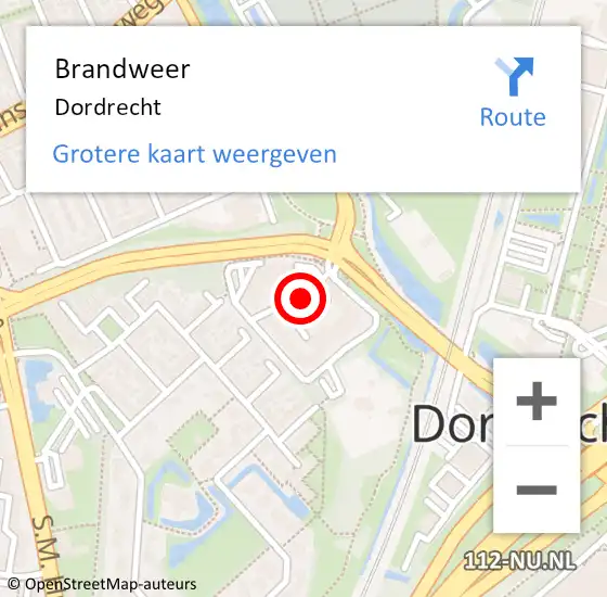 Locatie op kaart van de 112 melding: Brandweer Dordrecht op 25 maart 2024 12:06