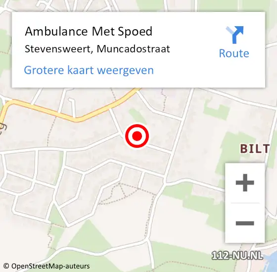 Locatie op kaart van de 112 melding: Ambulance Met Spoed Naar Stevensweert, Muncadostraat op 25 maart 2024 12:07