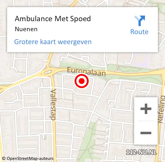 Locatie op kaart van de 112 melding: Ambulance Met Spoed Naar Nuenen op 25 maart 2024 12:12