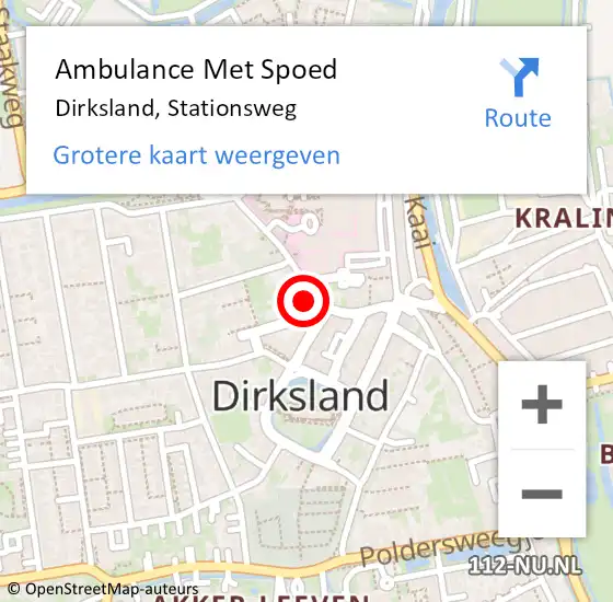 Locatie op kaart van de 112 melding: Ambulance Met Spoed Naar Dirksland, Stationsweg op 25 maart 2024 12:32