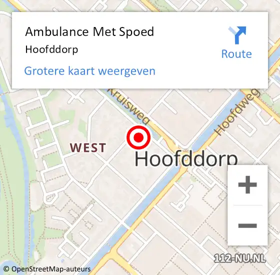Locatie op kaart van de 112 melding: Ambulance Met Spoed Naar Hoofddorp op 25 maart 2024 12:41