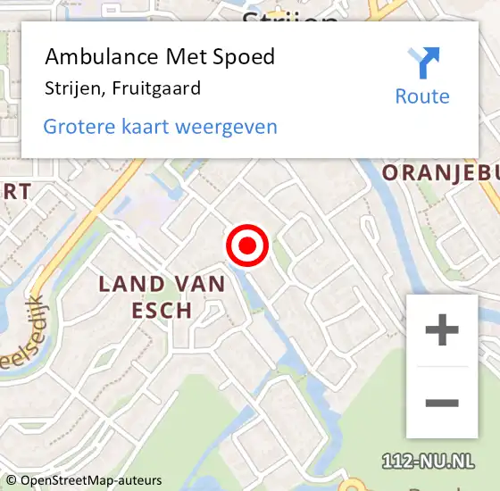 Locatie op kaart van de 112 melding: Ambulance Met Spoed Naar Strijen, Fruitgaard op 25 maart 2024 12:49