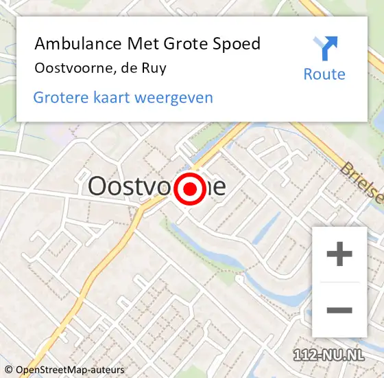 Locatie op kaart van de 112 melding: Ambulance Met Grote Spoed Naar Oostvoorne, de Ruy op 25 maart 2024 12:55