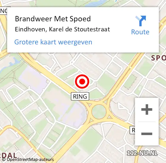 Locatie op kaart van de 112 melding: Brandweer Met Spoed Naar Eindhoven, Karel de Stoutestraat op 25 maart 2024 13:03