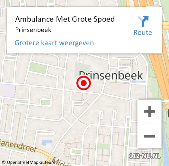 Locatie op kaart van de 112 melding: Ambulance Met Grote Spoed Naar Prinsenbeek op 25 maart 2024 13:24