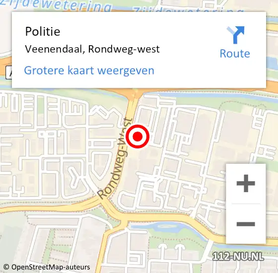 Locatie op kaart van de 112 melding: Politie Veenendaal, Rondweg-west op 25 maart 2024 13:31
