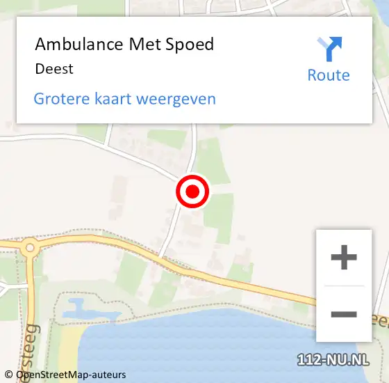 Locatie op kaart van de 112 melding: Ambulance Met Spoed Naar Deest op 25 maart 2024 13:50