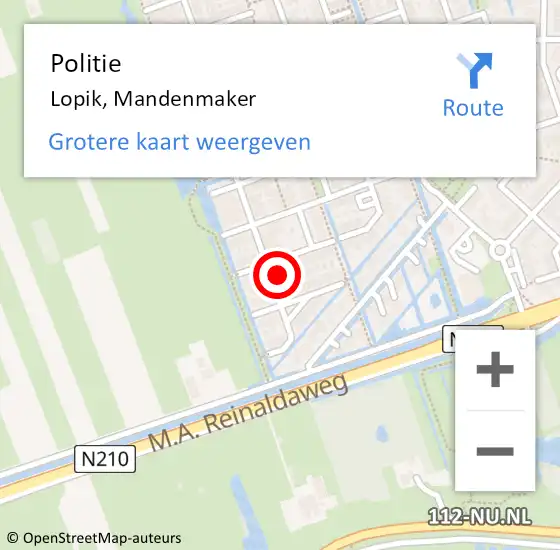 Locatie op kaart van de 112 melding: Politie Lopik, Mandenmaker op 25 maart 2024 14:02