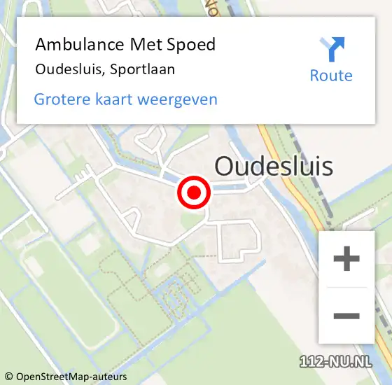 Locatie op kaart van de 112 melding: Ambulance Met Spoed Naar Oudesluis, Sportlaan op 25 maart 2024 14:08