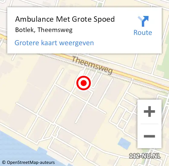 Locatie op kaart van de 112 melding: Ambulance Met Grote Spoed Naar Botlek, Theemsweg op 25 maart 2024 14:09