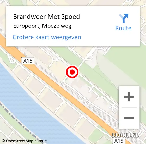 Locatie op kaart van de 112 melding: Brandweer Met Spoed Naar Europoort, Moezelweg op 25 maart 2024 14:17