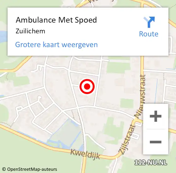 Locatie op kaart van de 112 melding: Ambulance Met Spoed Naar Zuilichem op 25 maart 2024 14:18