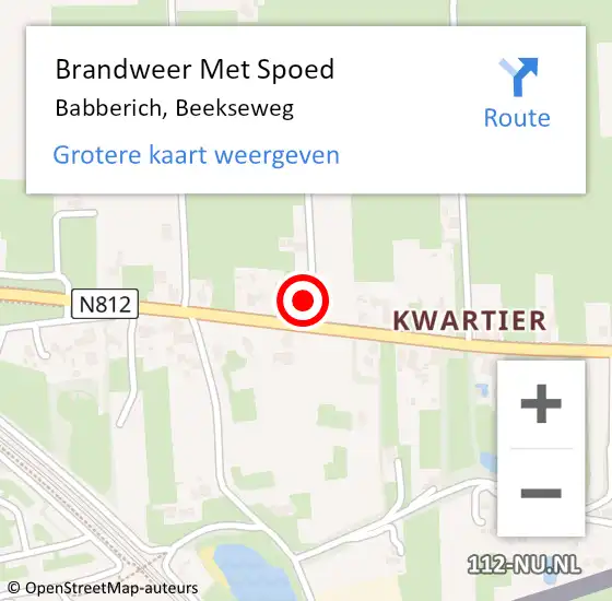 Locatie op kaart van de 112 melding: Brandweer Met Spoed Naar Babberich, Beekseweg op 25 maart 2024 14:26