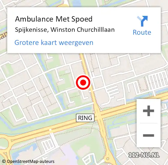 Locatie op kaart van de 112 melding: Ambulance Met Spoed Naar Spijkenisse, Winston Churchilllaan op 25 maart 2024 14:31