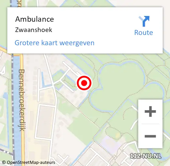 Locatie op kaart van de 112 melding: Ambulance Zwaanshoek op 25 maart 2024 14:51