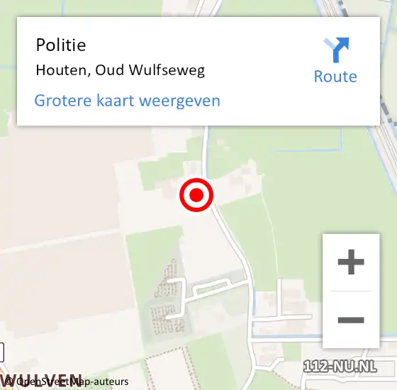 Locatie op kaart van de 112 melding: Politie Houten, Oud Wulfseweg op 25 maart 2024 15:11
