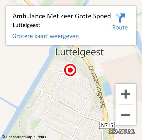 Locatie op kaart van de 112 melding: Ambulance Met Zeer Grote Spoed Naar Luttelgeest op 25 maart 2024 15:27