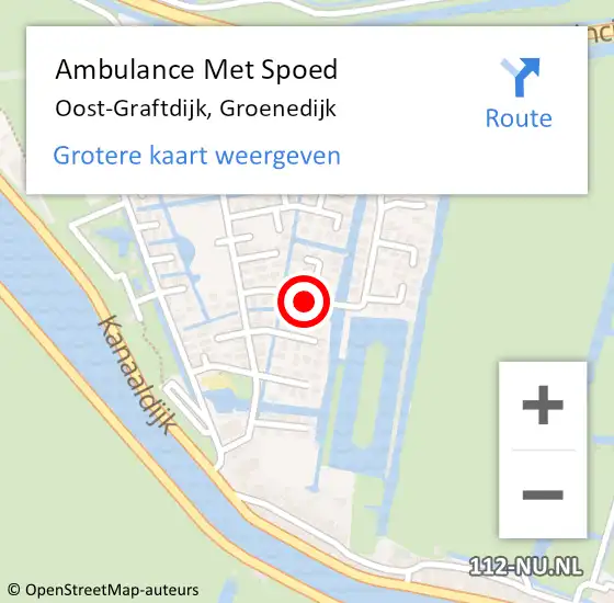 Locatie op kaart van de 112 melding: Ambulance Met Spoed Naar Oost-Graftdijk, Groenedijk op 25 maart 2024 15:33