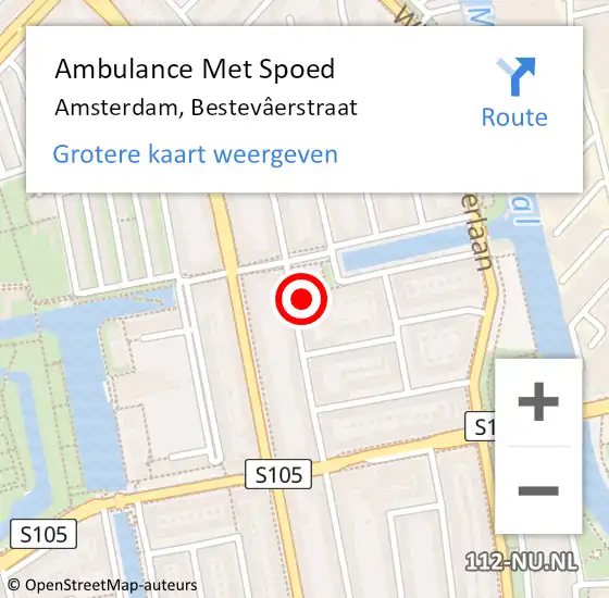 Locatie op kaart van de 112 melding: Ambulance Met Spoed Naar Amsterdam, Bestevâerstraat op 25 maart 2024 15:33