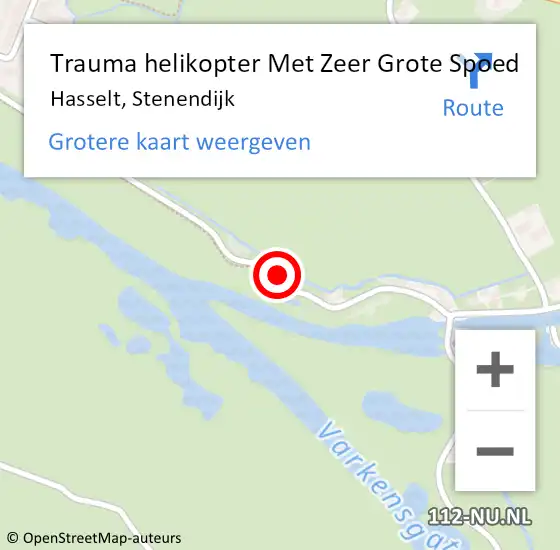 Locatie op kaart van de 112 melding: Trauma helikopter Met Zeer Grote Spoed Naar Hasselt, Stenendijk op 25 maart 2024 15:38