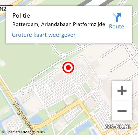 Locatie op kaart van de 112 melding: Politie Rotterdam, Arlandabaan Platformzijde op 25 maart 2024 15:39