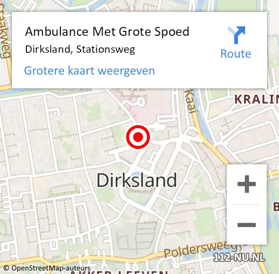 Locatie op kaart van de 112 melding: Ambulance Met Grote Spoed Naar Dirksland, Stationsweg op 25 maart 2024 15:42