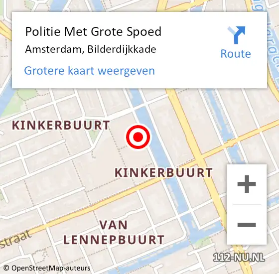 Locatie op kaart van de 112 melding: Politie Met Grote Spoed Naar Amsterdam, Bilderdijkkade op 25 maart 2024 15:43