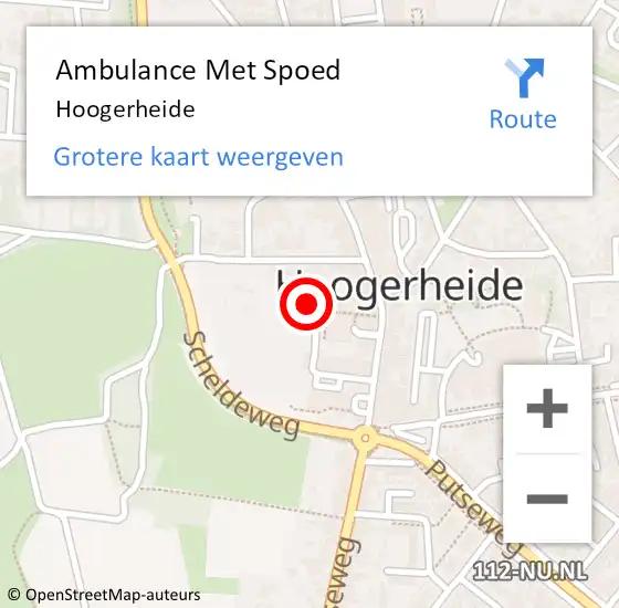 Locatie op kaart van de 112 melding: Ambulance Met Spoed Naar Hoogerheide op 25 maart 2024 16:02