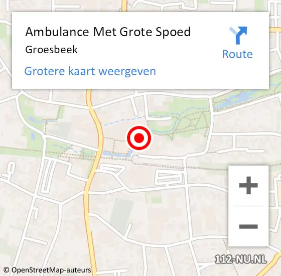 Locatie op kaart van de 112 melding: Ambulance Met Grote Spoed Naar Groesbeek op 25 maart 2024 16:10