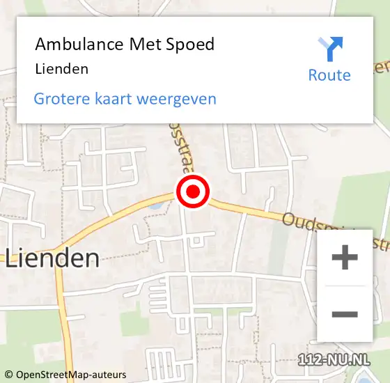Locatie op kaart van de 112 melding: Ambulance Met Spoed Naar Lienden op 25 maart 2024 16:24