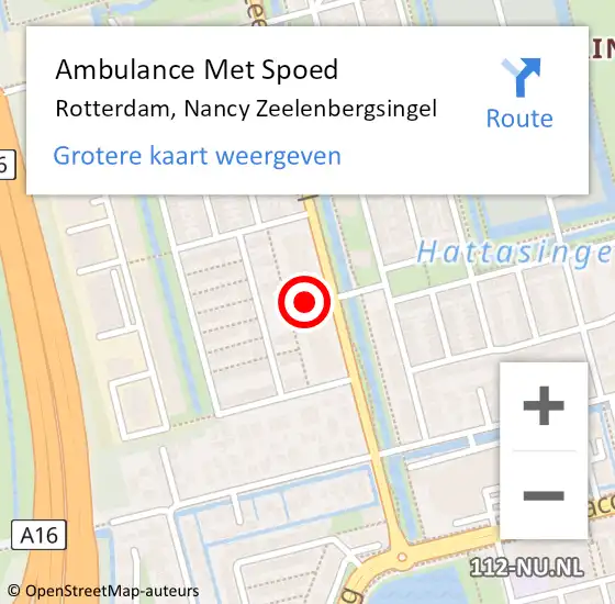 Locatie op kaart van de 112 melding: Ambulance Met Spoed Naar Rotterdam, Nancy Zeelenbergsingel op 25 maart 2024 16:28