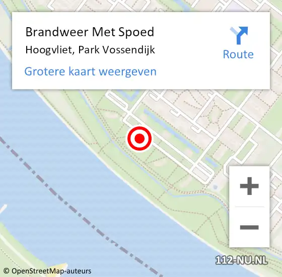 Locatie op kaart van de 112 melding: Brandweer Met Spoed Naar Hoogvliet, Park Vossendijk op 25 maart 2024 16:56