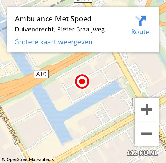 Locatie op kaart van de 112 melding: Ambulance Met Spoed Naar Duivendrecht, Pieter Braaijweg op 25 maart 2024 17:08