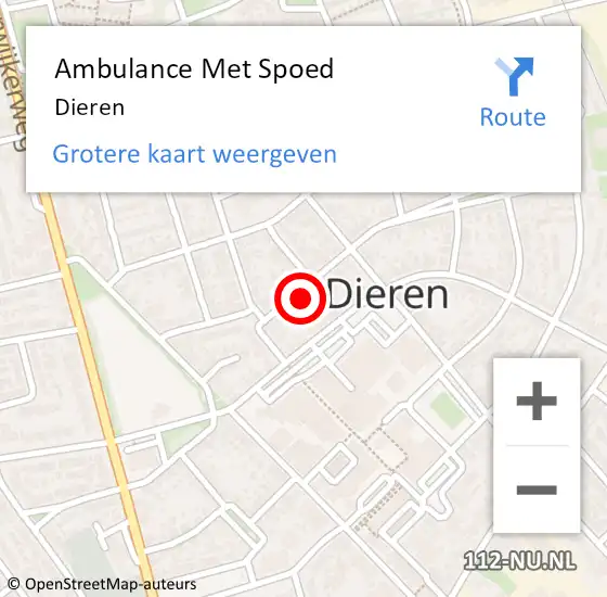 Locatie op kaart van de 112 melding: Ambulance Met Spoed Naar Dieren op 25 maart 2024 17:16