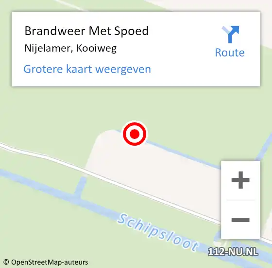Locatie op kaart van de 112 melding: Brandweer Met Spoed Naar Nijelamer, Kooiweg op 25 maart 2024 17:20
