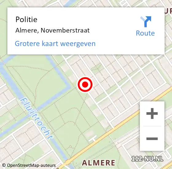 Locatie op kaart van de 112 melding: Politie Almere, Novemberstraat op 25 maart 2024 17:24